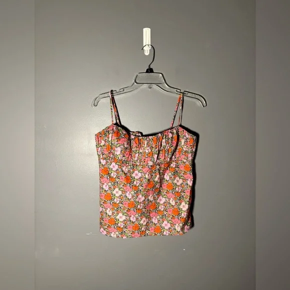 J.Crew Gathered Organic Cotton Camisole in Liberty Meadow Song fabric Size 10 - Picture 2 of 6